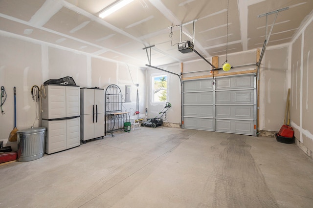 garage with a garage door opener