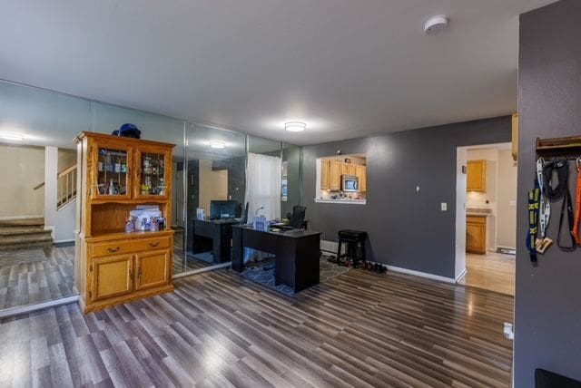 office featuring dark wood-type flooring