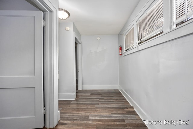 hallway featuring dark wood-type flooring