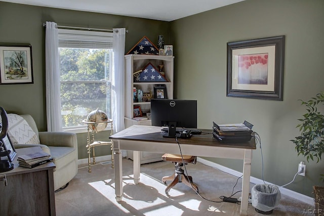 office space with light carpet