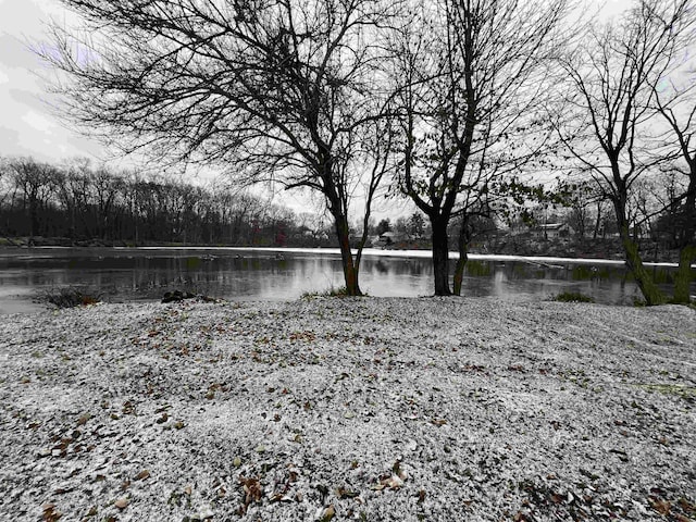 view of yard with a water view