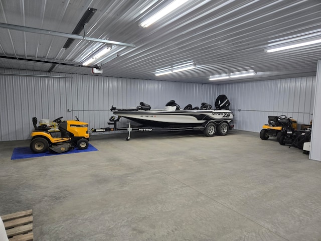 garage with a garage door opener