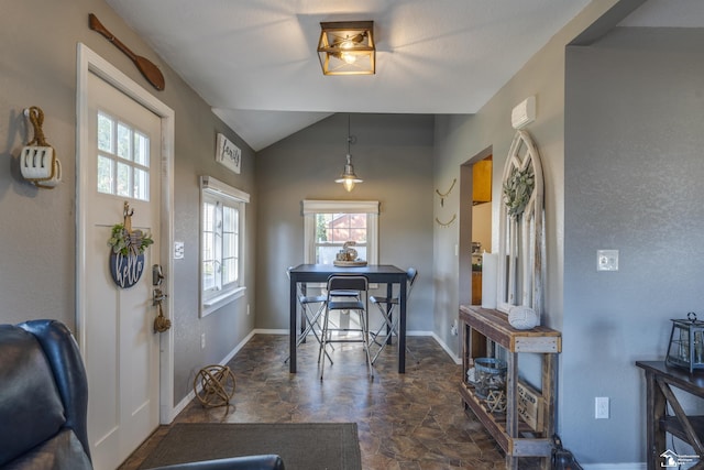 foyer with lofted ceiling