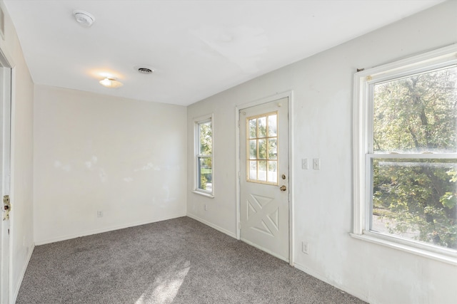 doorway with carpet flooring and a healthy amount of sunlight