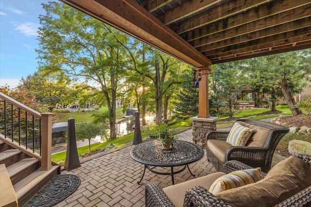 view of patio with an outdoor hangout area