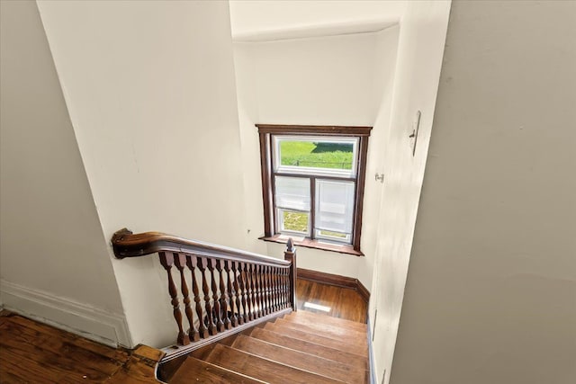 stairs with wood-type flooring