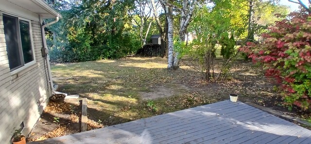 view of yard featuring a wooden deck