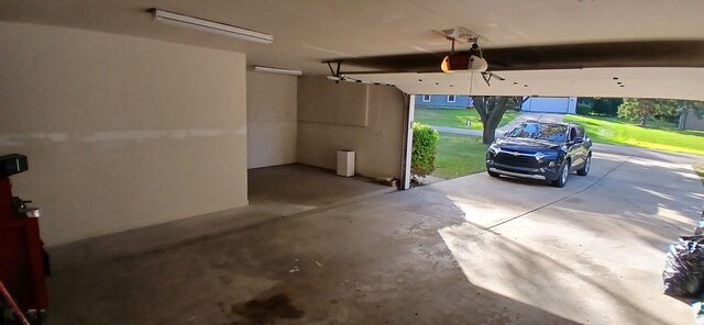 garage with a garage door opener