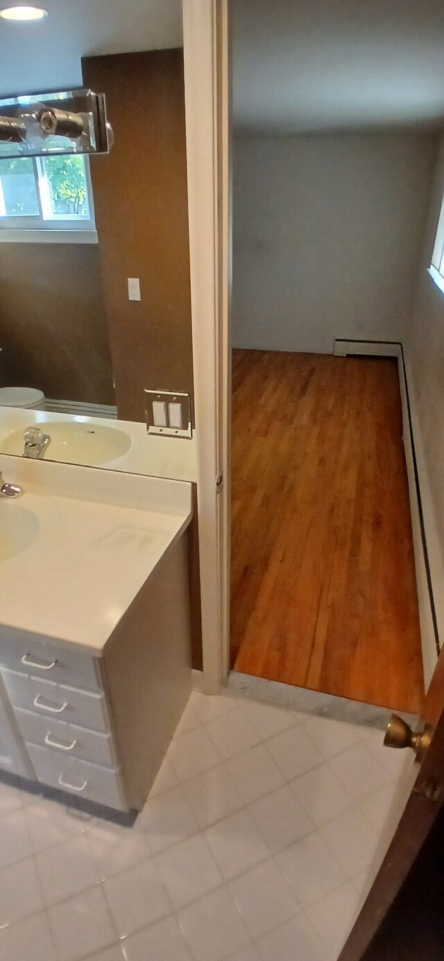 bathroom featuring sink and hardwood / wood-style flooring