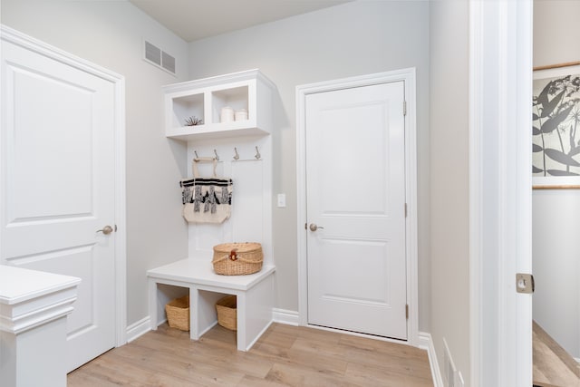 mudroom featuring light hardwood / wood-style floors