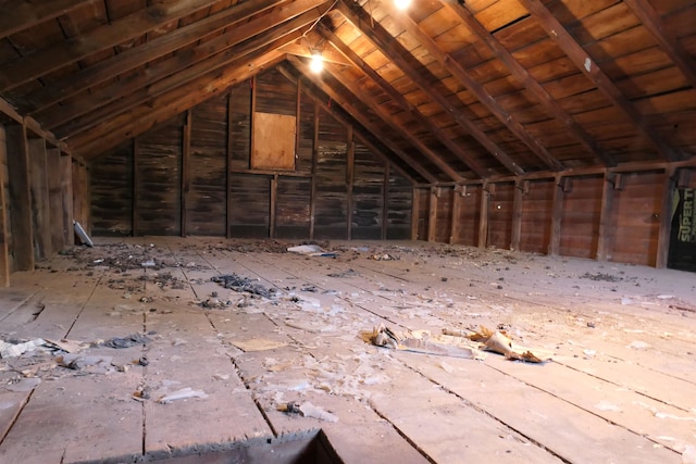 view of unfinished attic