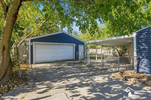 garage with a carport