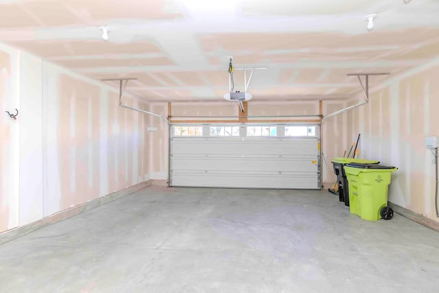 garage with a garage door opener