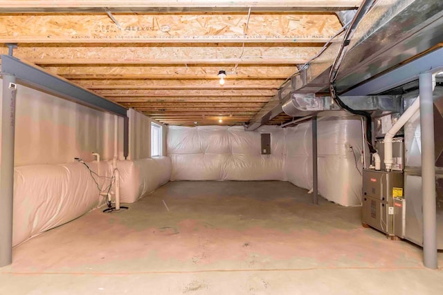 basement with electric panel