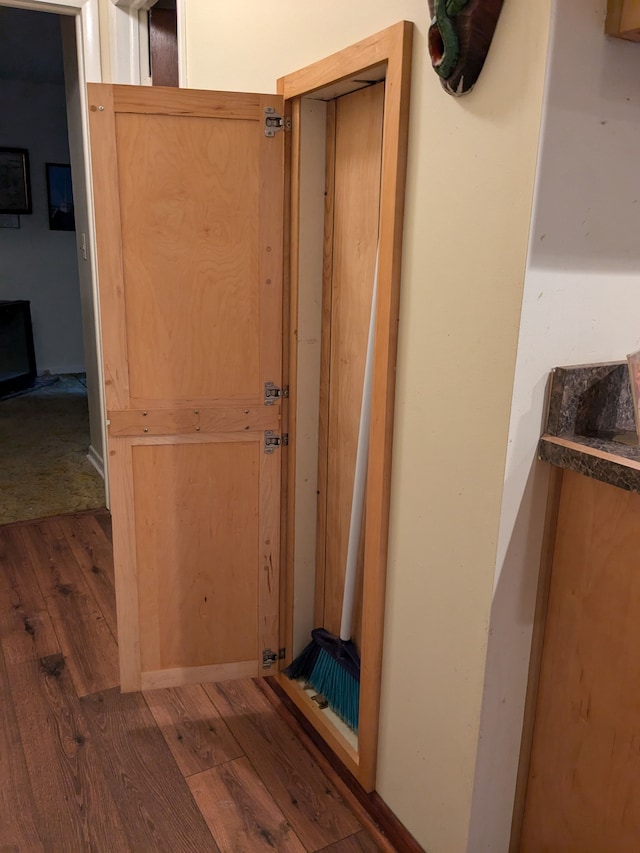 hallway featuring dark hardwood / wood-style floors