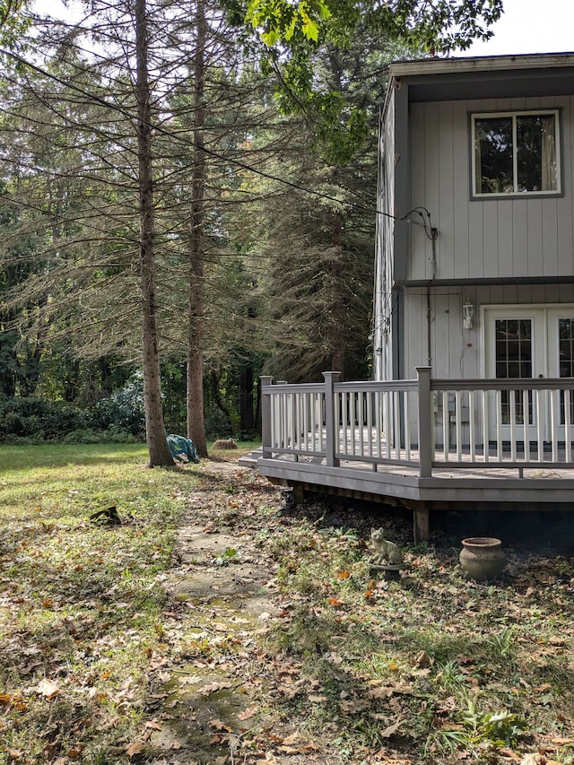 view of yard with a deck