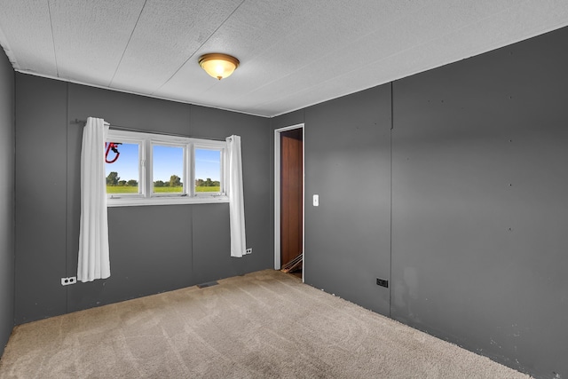 empty room featuring carpet and a textured ceiling