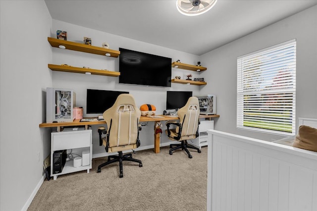 office space featuring light colored carpet