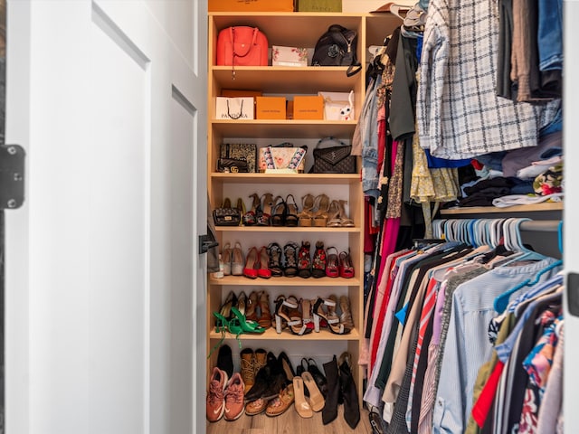 walk in closet featuring hardwood / wood-style floors