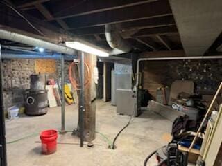 basement with heating unit