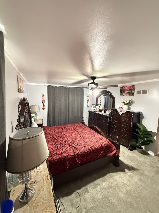 bedroom with carpet and ceiling fan