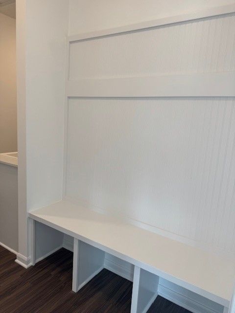 mudroom with dark wood-type flooring