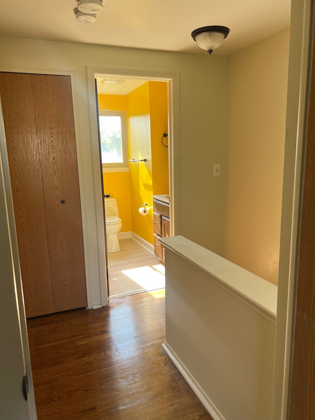 hallway featuring dark hardwood / wood-style floors