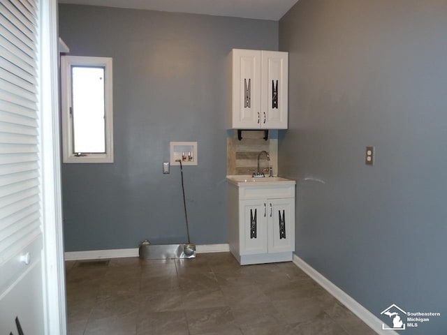 laundry area with sink and washer hookup