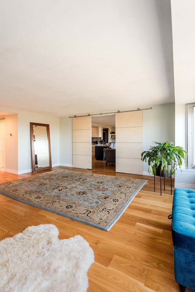 living room with light hardwood / wood-style flooring