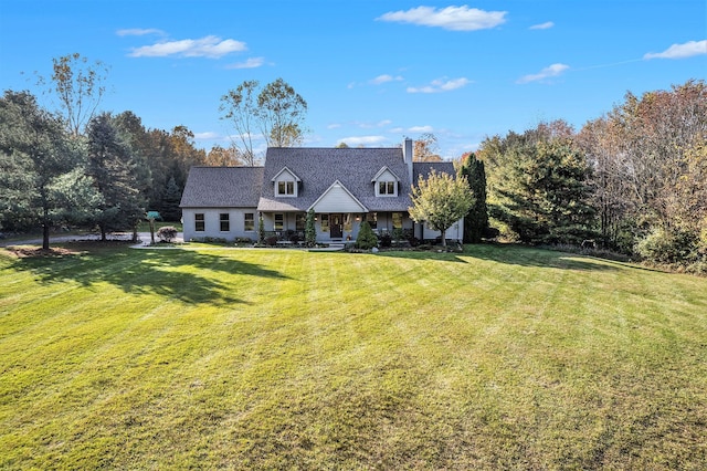 cape cod home with a front lawn