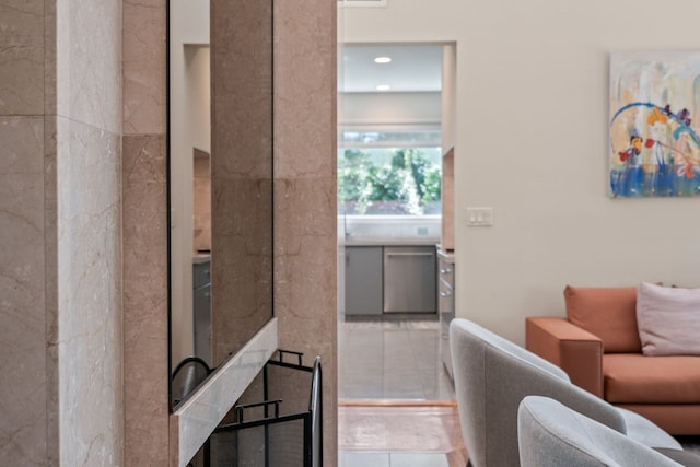 interior space featuring tile patterned flooring