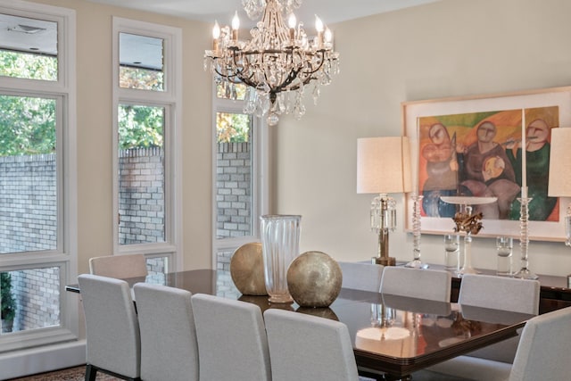 dining room with an inviting chandelier