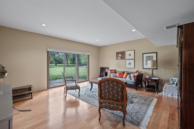 living room with light wood-type flooring