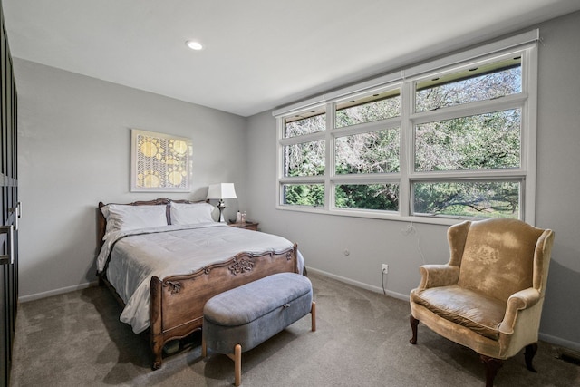 bedroom featuring multiple windows and carpet floors