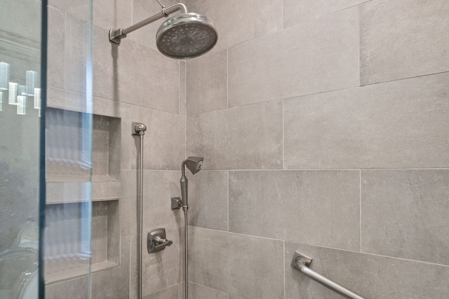 interior details with tiled shower