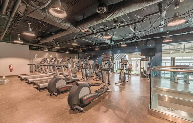 exercise room featuring a wealth of natural light