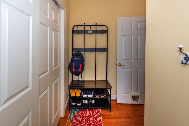 mudroom featuring hardwood / wood-style floors