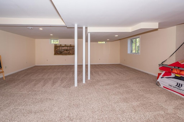 basement featuring carpet floors