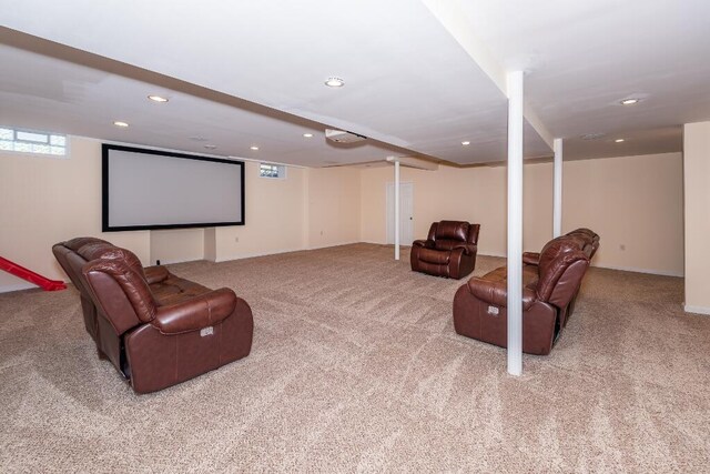 view of carpeted home theater