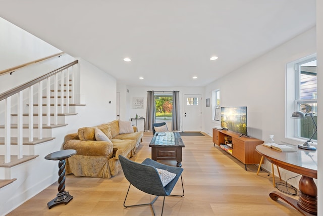 living room featuring light hardwood / wood-style floors