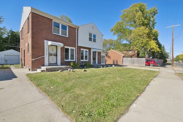 19789-19791 Meyers Rd, Detroit, MI 48235 - townhome / multi-family property with brick siding, an outdoor structure, and a garage