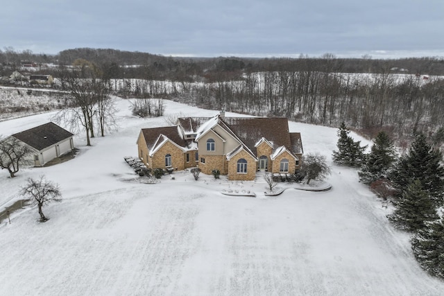 view of snowy aerial view