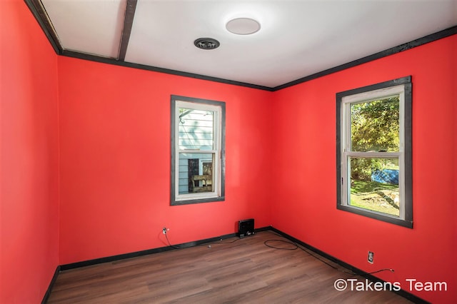 empty room featuring dark hardwood / wood-style floors