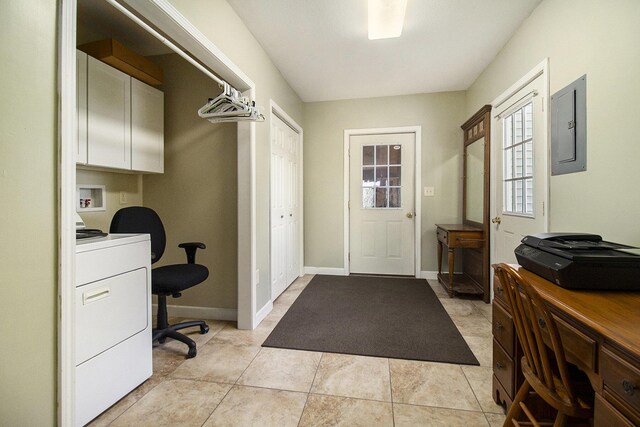 2702 E Hoague Rd, Michigan, MI 49411 - office area featuring electric panel and baseboards