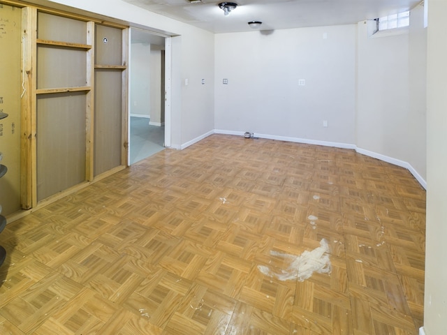 interior space with light parquet floors