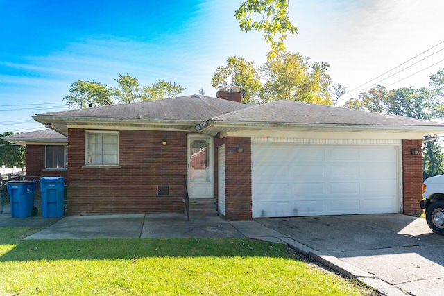 25672 Avondale St, Dearborn Heights, MI 48125 - ranch-style home featuring concrete driveway, brick siding, a front yard, and an attached garage