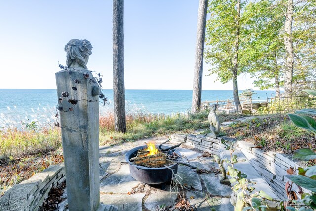5876 Dunham Ln, Stevensville, MI 49127 - water view featuring a fire pit