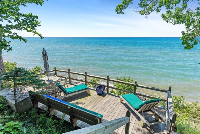 5876 Dunham Ln, Stevensville, MI 49127 - dock featuring a deck with water view