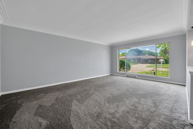 carpeted empty room with ornamental molding