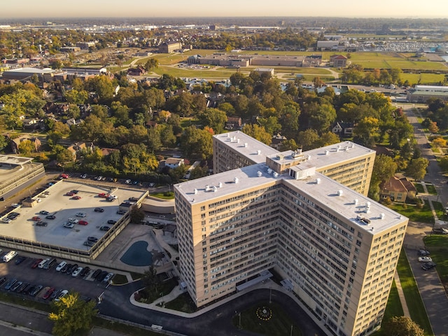 view of aerial view at dusk